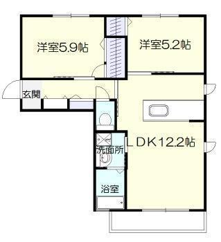 メゾン花咲(2LDK/2階)の間取り写真
