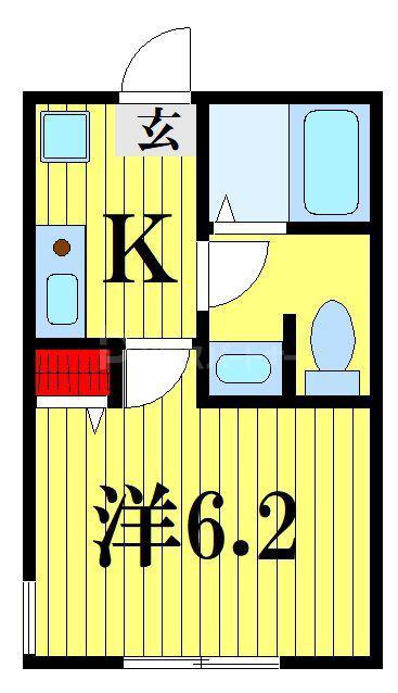 ピアモント(1K/2階)の間取り写真