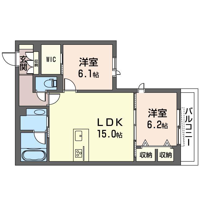 京成本線 京成成田駅 徒歩13分 3階建 築5年(2LDK/2階)の間取り写真