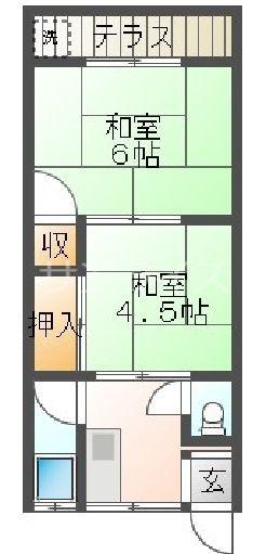 出島コーポ(2DK/1階)の間取り写真