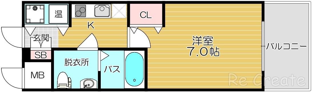 ベルエ難波西(1K/9階)の間取り写真