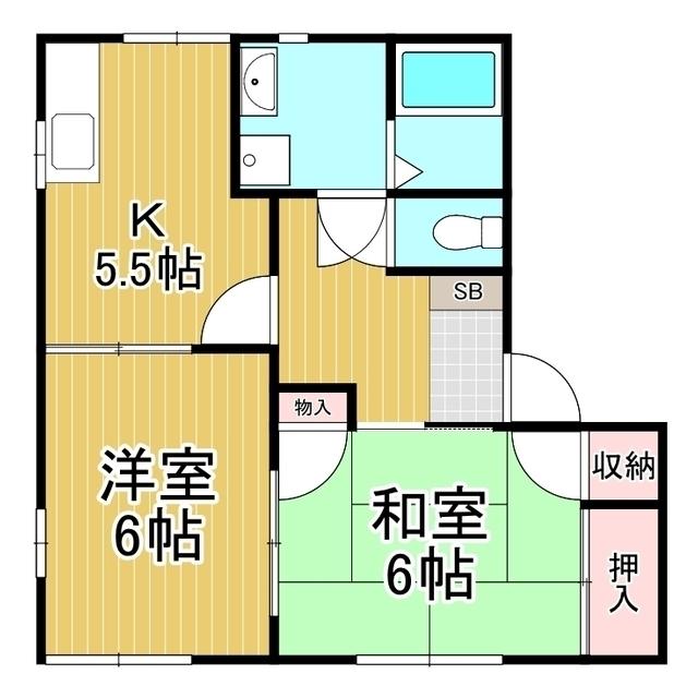 フレグランス三杉B(2DK/1階)の間取り写真