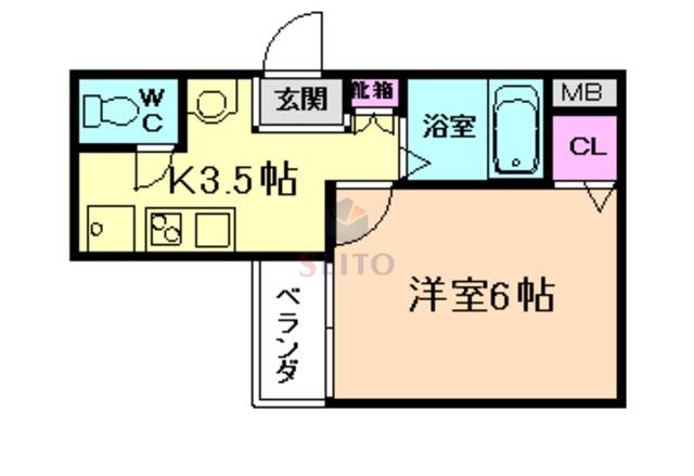 WINS COURT HATTORI(1K/2階)の間取り写真