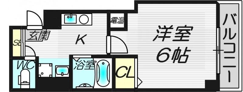 ミーネ松屋町(1K/1階)の間取り写真