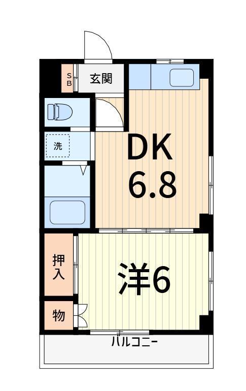 花畑ブラウンハウス(1DK/3階)の間取り写真