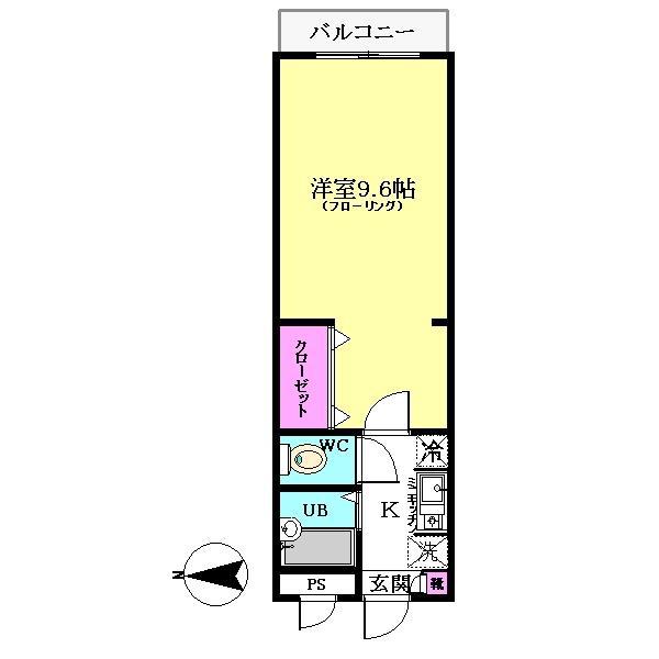 グリーンヒルズ飯塚(1K/2階)の間取り写真