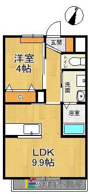 FLOWERS CABIN(1LDK/2階)の間取り写真