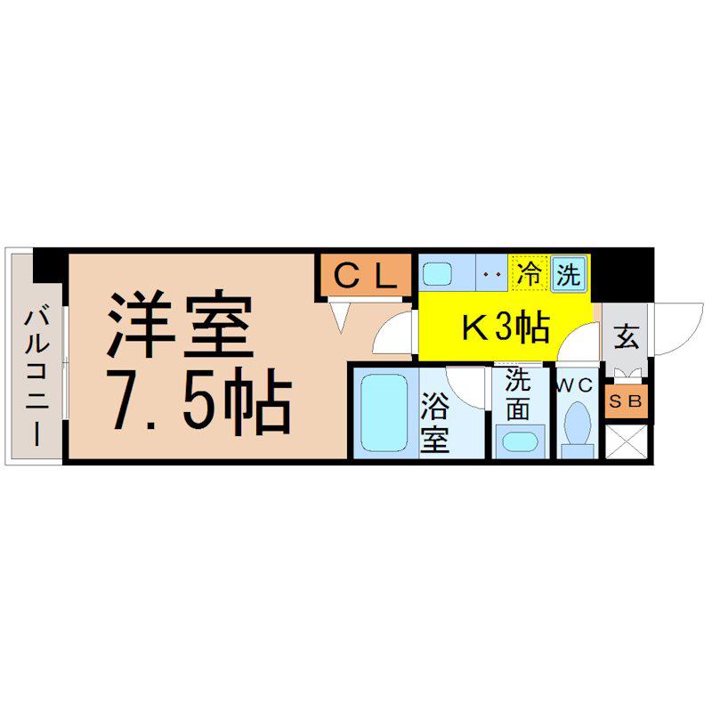 CITY SPIRE 名古屋本陣(1K/2階)の間取り写真