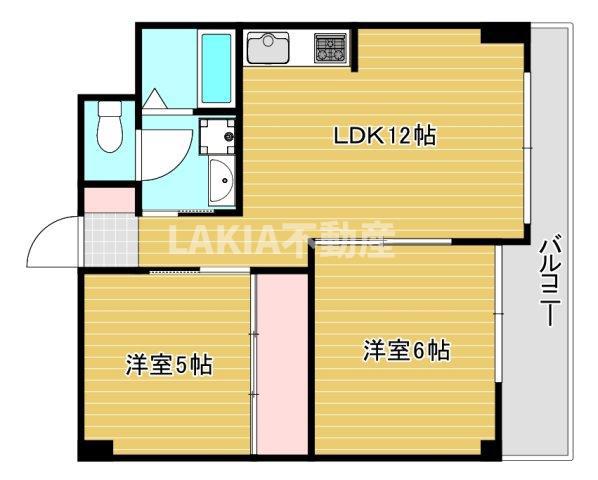 ライオンズマンション上本町第三(2LDK/6階)の間取り写真