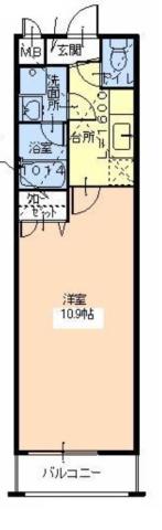 フジパレス津久野II番館(1K/2階)の間取り写真