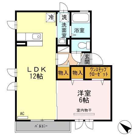 ファミーユ侑早乃(1LDK/2階)の間取り写真