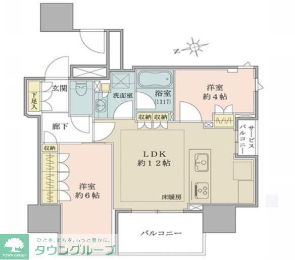 BRILLIA上野THERESIDENC(2LDK/11階)の間取り写真