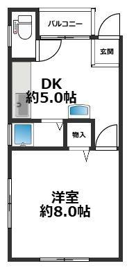 RUNEII(1DK/3階)の間取り写真