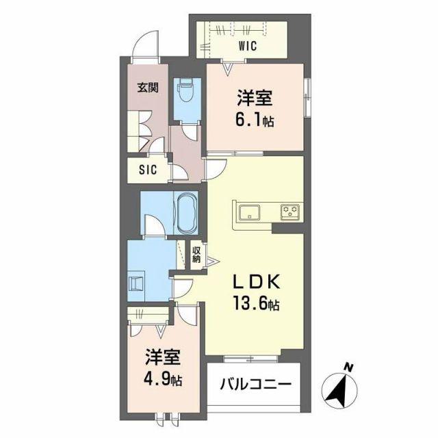 WAVE 伏見(2LDK/2階)の間取り写真