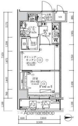 レアライズ赤羽イースト(1DK/4階)の間取り写真