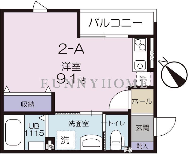カーサエビス 2-(ワンルーム/2階)の間取り写真
