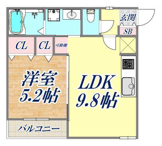 神戸市東灘区住吉東町PJ(1LDK/3階)の間取り写真
