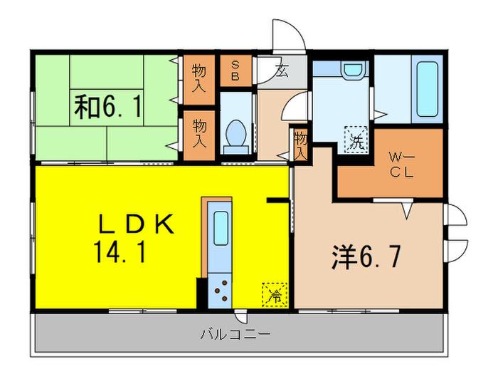 クレール桃山台(2LDK/2階)の間取り写真
