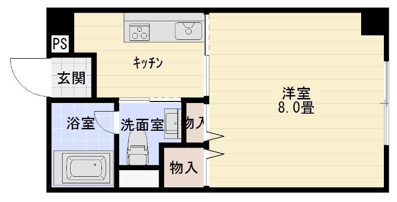ハーモニーコート(1K/2階)の間取り写真