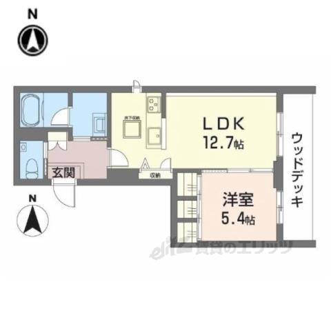 シャーメゾンカルム光月(1LDK/1階)の間取り写真