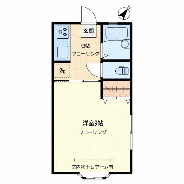 カーム下馬(1K/1階)の間取り写真