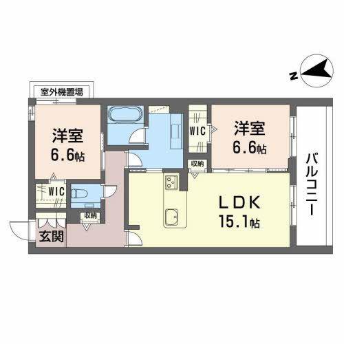 プロムナードつばさ(2LDK/3階)の間取り写真