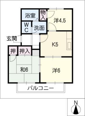 フレグランス今泉(3K/1階)の間取り写真