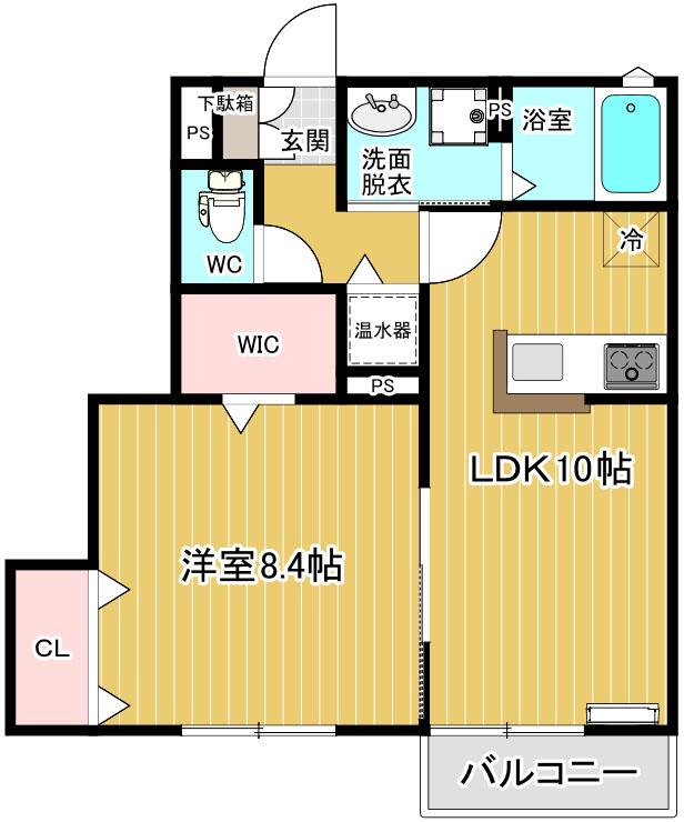 エルカステール篠B(1LDK/2階)の間取り写真