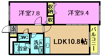 アーバンライフA(2LDK/2階)の間取り写真