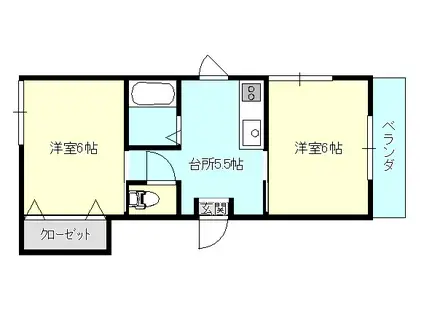 オリエント青山(2K/1階)の間取り写真