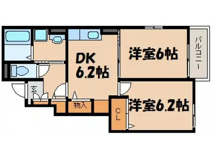 ラフォンテ(2DK/1階)の間取り写真