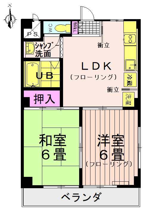 ロイヤルパサージュ(2DK/2階)の間取り写真