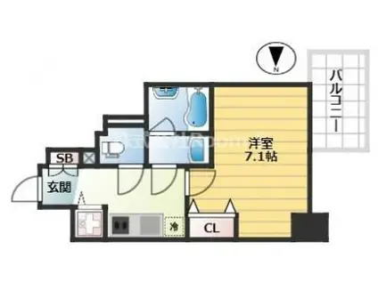 エスライズ御堂筋本町(1K/8階)の間取り写真