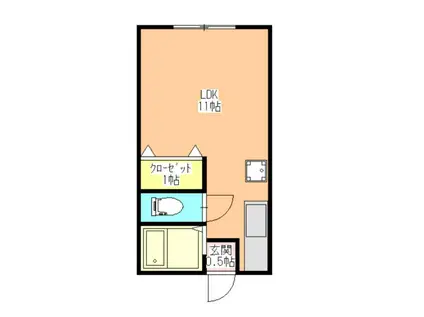 クシママンション(ワンルーム/1階)の間取り写真