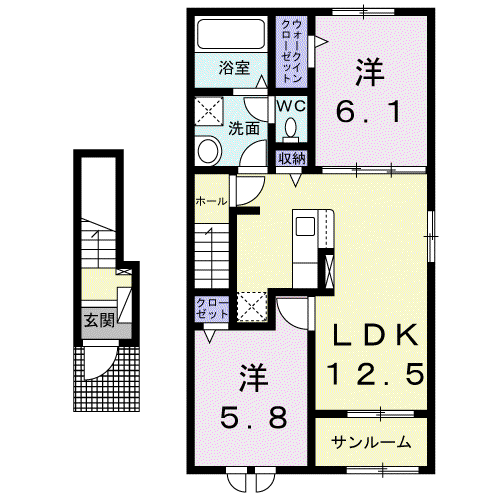 アダージョ(2LDK/2階)の間取り写真