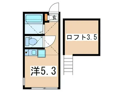 G・Aヒルズ南万騎が原(ワンルーム/1階)の間取り写真