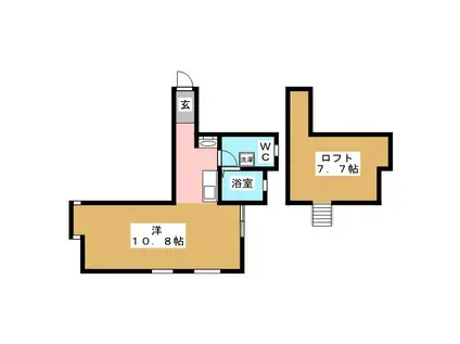 京王高尾線 山田駅(東京) 徒歩2分 2階建 築15年(ワンルーム/1階)の間取り写真