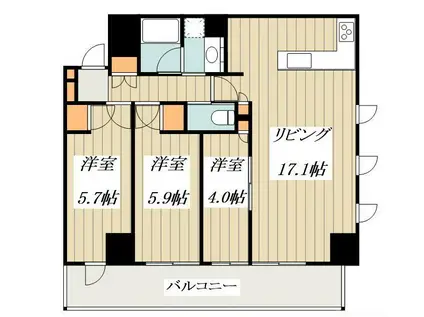 アトラス豊田(3LDK/12階)の間取り写真