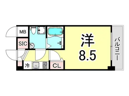 セレニテ甲子園I(1K/4階)の間取り写真