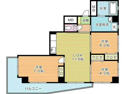 リクシア足原(3LDK/4階)の間取り写真