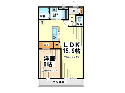クレシェンテ経堂壱番館(1LDK/1階)の間取り写真