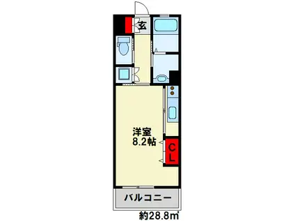 EL CEREZO(ワンルーム/1階)の間取り写真