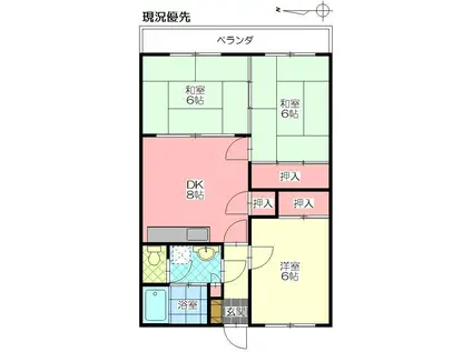 第2松岡ビル(3DK/4階)の間取り写真