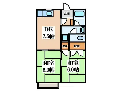 アイケイハイツ高井田A棟(2DK/2階)の間取り写真