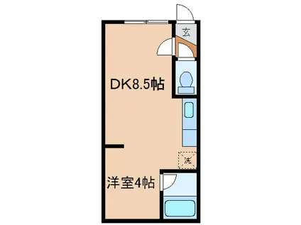 パークサイドO(1DK/4階)の間取り写真