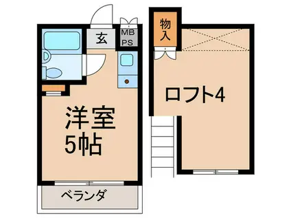 武蔵野プラザ(ワンルーム/2階)の間取り写真