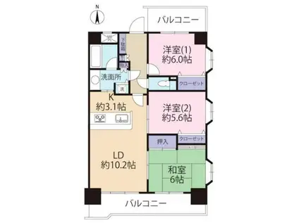 ライオンズマンション武蔵新城第2(3LDK/4階)の間取り写真