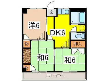 シャトー酒匂(3DK/1階)の間取り写真
