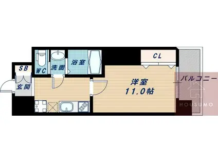LUXE新大阪イーストII(1K/10階)の間取り写真