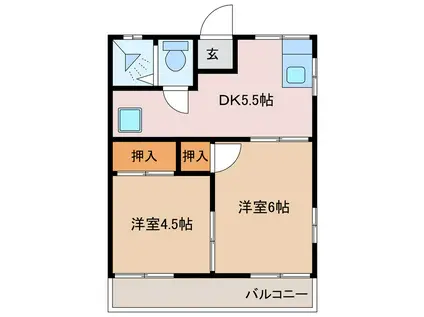 豊福荘(2DK/1階)の間取り写真